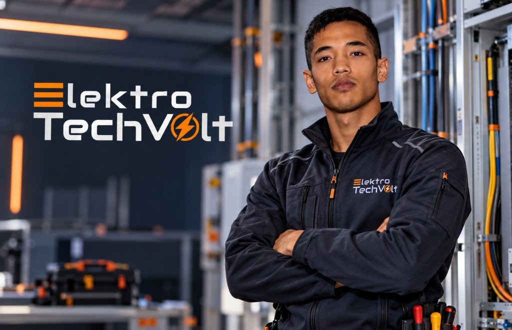Elektriker in Arbeitskleidung vor Verteileranlagen (Symbolbild)